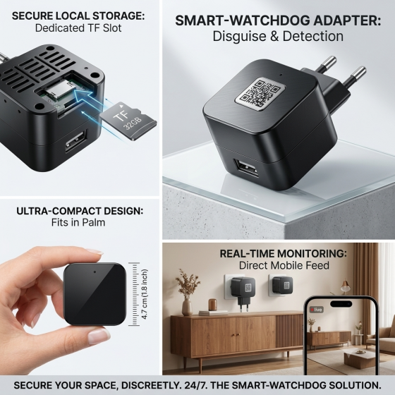 Mini telecamera spy WiFi P2P facilmente occultabile con infrarossi