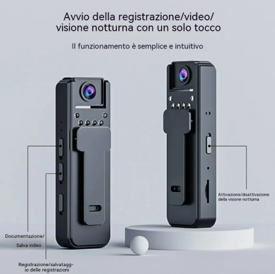 Mini Telecamera Full HD 1080P con Visione Notturna Infrarossi e Rilevamento Movimento